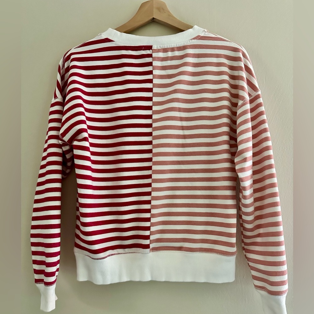 Evereve Red and Pink Striped Sweatshirt - Picture 2 of 8